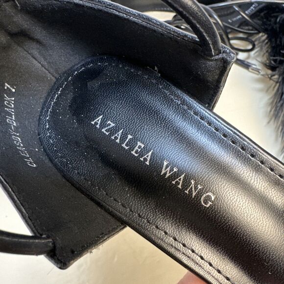 AZALEA WANG CLEASBY FEATHER SANDAL BLACK WRAP Stiletto HEEL Sz 7 New Year's Eve - Picture 10 of 12